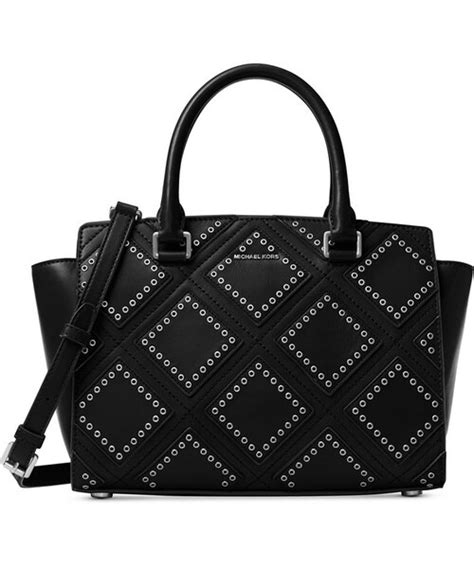 michael michael kors diamond grommet selma medium top zip satchel|New Michael Michael Kors Diamond Grommet Medium Selma .